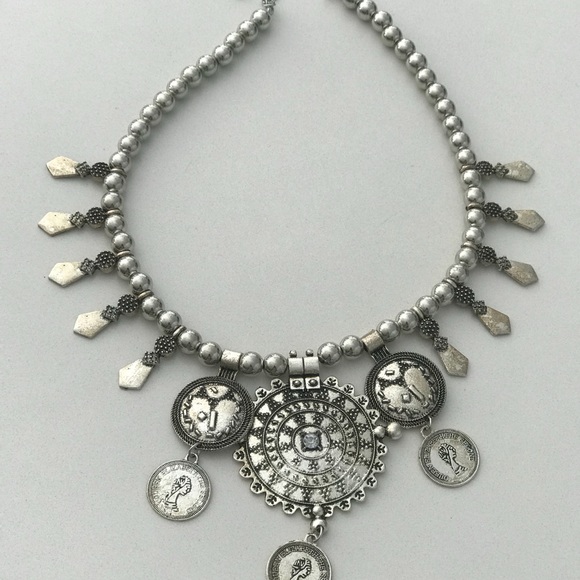 Reclaimed Vintage Inspired Boho Coin Necklace - Picture 5 of 5